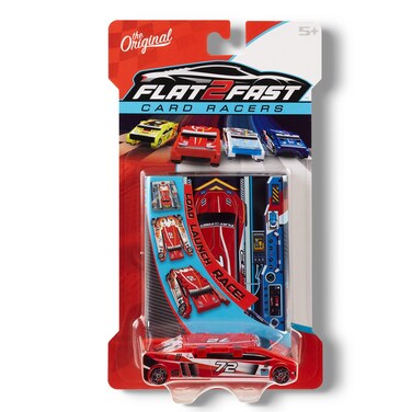 Flat 2 Fast Red 72 Card Racer   Load, Launch, Race - Pocket-Sized Racecar Toy Ages 5 and up (Sold Each)