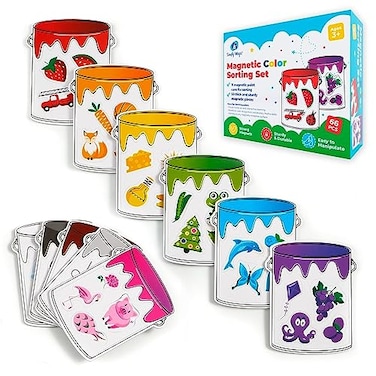 Simply magic 11 Jars Magnetic Color Sorting Set - Color Sorting Toys for Toddlers, Color and Shape Sorting, Preschool Circle Time Learning Activities, Color Learning Toys, Color Matching Games