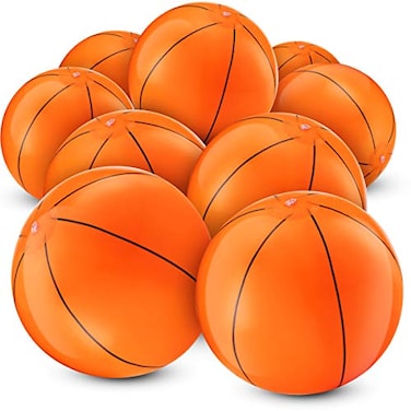 Inflatable Basketballs (Pack of 12) 16-inch, for Basketball Party Decorations &amp; Themed Basketball Birthday Party Decorations Beach Balls for Pool Beach Toys &amp; Pool Basketball Party Favors for Kids