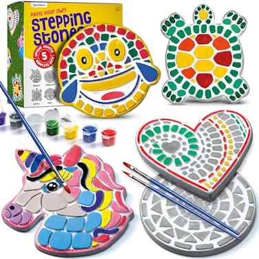 Stepping Stones Painting Kit for Kids - Outdoor Crafts - Paint 5 Garden Stone - Unicorn Craft Kits for Boys, Girls Ages 6-12 - Gifts for Boy, Girl Age 6, 7, 8, 9, 10 + Year Old - Summer Gift Ideas