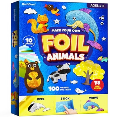 Dan&amp;Darci Foil Art Kit for Kids - Arts and Crafts for Kid Ages 4-8, 4-6, 5-7, 5-8, 6-8 - 5 Year Old Girl Gifts - Fun Kits Projects Activities - Girls Birthday Gift - Craft Age 4 5 6 7 8 Years