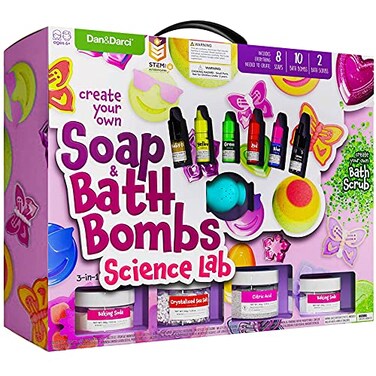 Dan&amp;Darci Soap &amp; Bath Bomb Making Kit for Kids, 3-in-1 Spa Science Kits, Easter Craft Gifts for Girls &amp; Boys Age 6-12 Year Old Girl Crafts: DIY Experiment Toys, Gift for Kid Ages