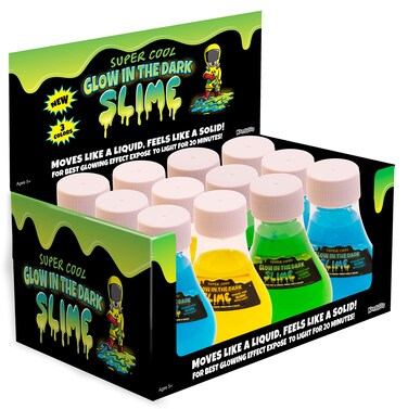 Kangaroo 12 Pack Slime Toy (Glow in Dark Slime), 12 Bottles Glow Slime, Blue, Yellow &amp; Green