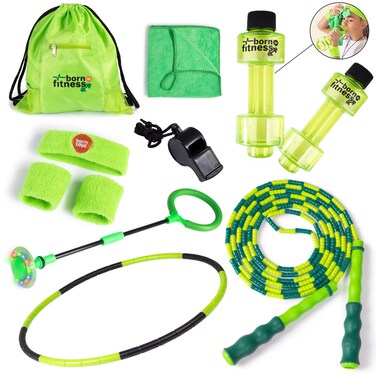 Born Toys Complete Kids Exercise Equipment Set for Ages 5 &amp; up, Kids Workout Equipment