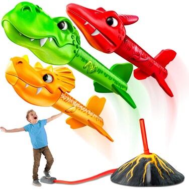 MindSprout Dino Blasters, Rocket Launcher for Kids - Launch up to 100 ft. Birthday Gift, for Boys &amp; Girls Age 3, 4, 5, 6, 7, Years Old - Outdoor Toys, Family Fun, Dinosaur Toy, Kids Toys