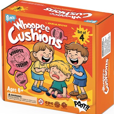 DEANCO Whoopie Cushion 4 Pack - Two 7 inch Self-Inflating &amp; Two 8 inch Classic Blow-Up Whoopee Cusions Premium Rubber for Louder Fart Sound, Gag Gifts for Kids and Adults, April Fools Pranks