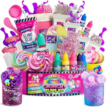 YOLO Unicorn Candy Craze Slime Kit - DIY Slime Making Set for Girls 8-12 with 40+ Magical Add-ins, Glitter &amp; Cloud Slime Supplies