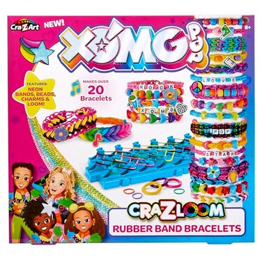 XOMG POP! CRA-Z-Loom Rubber Band Bracelet Maker Kit with Neon Bands, Beads, Charms and Loom, Gift for Ages 8 and Up