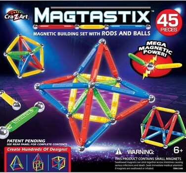 Cra-Z-Art Magtastix Balls &amp; Rods Building Kit for 72 months to 1188 months, (45 Piece) (Package may vary)