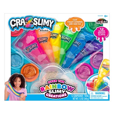 CRA-Z-Slimy Over The Rainbow Slimy Creations Kit - Rainbow Slime Mixing Set, 12 Pre Made Slime Colors with Add-in Charms, Kids Arts &amp; Crafts Set for Boys and Girls Ages 6 and Up, Ages 8 and Up