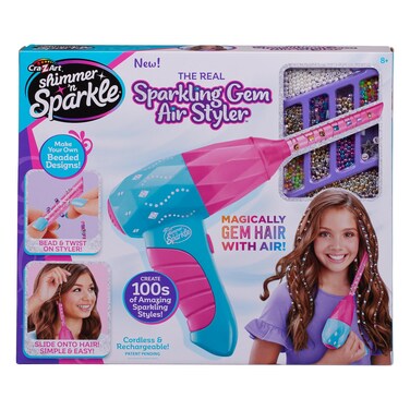CRA-Z-ART Shimmer N Sparkle Real Sparkling Gem Air Styler Create Beaded gem Threads for Childrens Hair Present for Girls Aged 8 and Over