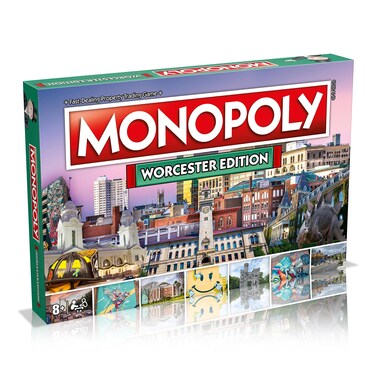 Monopoly Board Game Worcester Edition: 2-6 Players Family Board Games for Kids and Adults, Board Games for Kids 8 and up, for Kids and Adults, Ideal for Game Night