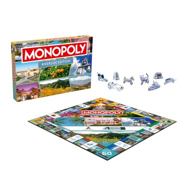 Monopoly Board Game Riverside CA Edition : 2-6 Players Family Board Games for Kids and Adults, Board Games for Kids 8 and up, for Kids and Adults, Ideal for Game Night