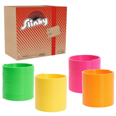 Slinky the Original Walking Spring Toy, 5-inch Diameter Plastic Giant Slinky 4 Pack, Fidget Toy, Kids Toys for Ages 5 Up by Just Play