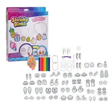 Just Play Shrinky Dinks Jewelry Set, 60 Shrinky Dinks, Kids Arts and Crafts Activity Set, Kids Toys for Ages 5 Up, Amazon Exclusive