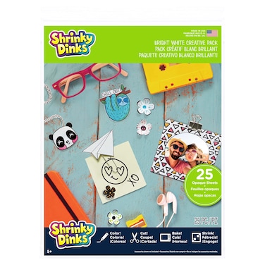 Shrinky Dinks Creative Pack, 25 Bright White Sheets, Kids Arts and Crafts Activity Set, Kids Toys for Ages 6 Up by Just Play