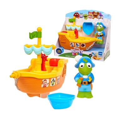 Just Play Disney Junior Muppet Babies Tub Time Cruiser with Kermit the Frog Figure, Bath Toy Boat, Officially Licensed Kids Toys for Ages 3 Up