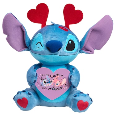 Just Play Disney Stitch Valentine Large 10-inch Plush Stitch Stuffed Animal, Soft Material, Blue, Kids Toys for Ages 2 Up