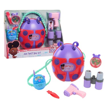 Just Play Ada Twist Bag Set, 6-pieces, Press Walkie-Talkie to Hear Phrases from The Brainstorm Song, Dress Up &amp; Pretend Play, Kids Toys for Ages 3 Up