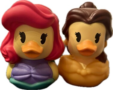 Just Play Rubber Ducks - Disney's Duckalooz, Ariel and Belle, 2.5" Bath Tub Toys for Kids