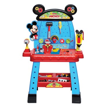 Disney Junior Mickey Mouse Funhouse Workbench, 43-piece Kids Construction Tool Set, Kids Toys for Ages 3 Up, Amazon Exclusive by Just Play