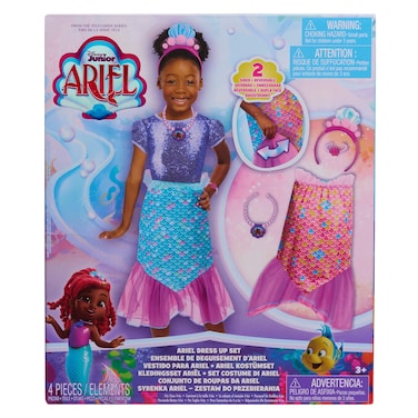 Disney Junior Ariel 2-in-1 Dress Up Set for Pretend Play, Sizes 4-6X, 4-Pieces, Mermaid, Kids Toys for Ages 3 Up by Just Play