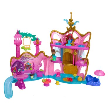 Just Play Disney Junior Ariel Deluxe Atlantica Palace Playset and 4-inch Figures, Lights and Sounds, 20-Pieces, Kids Toys for Ages 3 Up