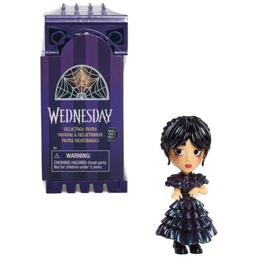Just Play Wednesday Small 4-inch Collectible Stylized Figure, Series 1, Rave'N Wednesday, Blind Box Surprise Figurine, Kids Toys for Ages 3 Up