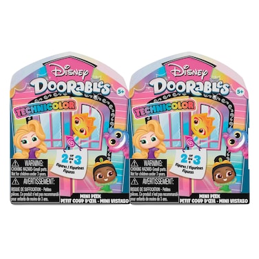 Just Play Disney Doorables Mini Peek Technicolor Takeover 2-Pack, 1.5-inch Collectible Figures, Kids Toys for Ages 5 Up