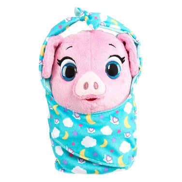 Disney Jr T.O.T.S. Cuddle &amp; Wrap Plush, Pearl the Piglet, Officially Licensed Kids Toys for Ages 3 Up by Just Play