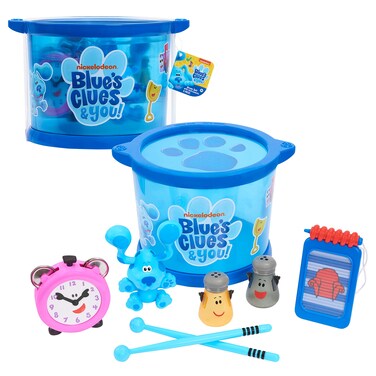Blue's Clues &amp; You! Musical Drum Set, Kids Toy Instruments, Drum, Tambourine, Washboard, Clackers, Shakers, Kids Toys for Ages 3 Up by Just Play