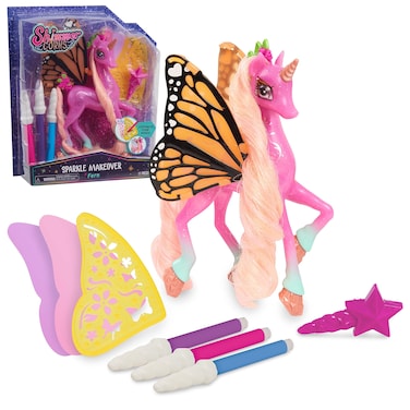 Shimmercorns Sparkle Makeover Shimmercorn, Fern, Unicorn, Girls Activity Set, 11 Pieces, Kids Toys for Ages 3 Up by Just Play