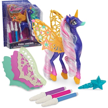 Just Play Shimmercorns Sparkle Makeover Shimmercorn, Galaxie, Unicorn, Girls Activity Set, 11 Pieces, Kids Toys for Ages 3 Up