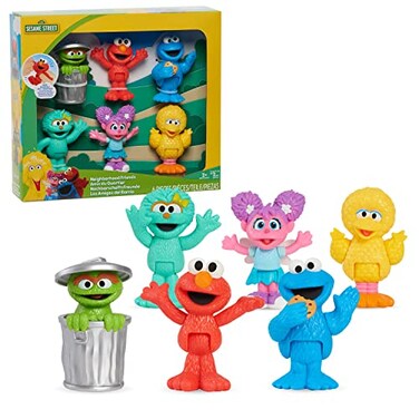Just Play Sesame Street Neighborhood Friends, 6-Piece Poseable Figurines, Officially Licensed Kids Toys for Ages 2 Up