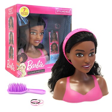 Just Play Black Barbie Doll Girls Styling Head Pretend Play Dress Up Set (62565BLK)
