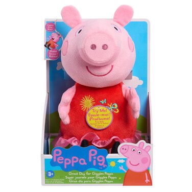 Just Play Peppa Pig Great Day for Giggles Peppa 9-inch Plush with Music and Sound, Giggles and Snorts, Kids Toys for Ages 3 Up
