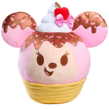 Just Play Disney Munchlings Squeeze-A-Munch XL Scented Strawberry Sundae Waffle Bowl Minnie Mouse 16-inch Plush, Kids Toys for Ages 0