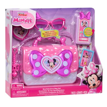 Disney Junior Minnie Mouse Bowfabulous Bag Set, 7-Piece Dress Up and Pretend Play Toy Purse, Kids Toys for Ages 3 Up by Just Play