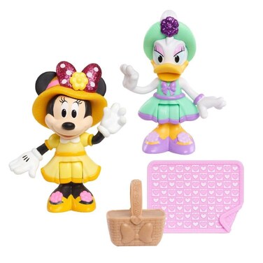Just Play 89962 Disney Junior Movable Collectible Figures Play Set with Basket and Blanket 2-Pack Minnie Mouse and Daisy Duck Tea Party Set 5 cm from 3 Years Multi-Coloured