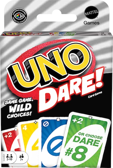 Mattel Games UNO Dare Card Game for Families &amp; Parties Featuring Challenging &amp; Silly Dares from 3 Different Categories