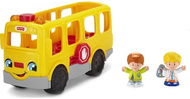 Fisher-Price Little People Musical Toddler Toy Sit with Me School Bus with Lights Sounds &amp; 2 Figures for Pretend Play Kids Ages 1+ Years