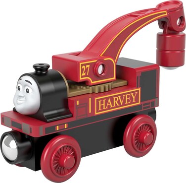 Thomas &amp; Friends Wooden Toy Train Harvey Push-Along Crane Vehicle for Toddlers &amp; Preschool Kids Ages 2+ Years