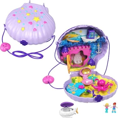 Polly Pocket Travel Toy with Micro Dolls &amp; Accessories, Mermaid 2-in-1 Seashell Purse Playset (Amazon Exclusive)