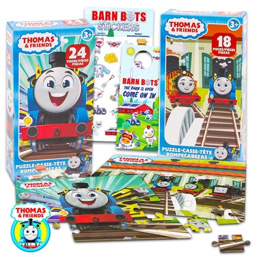 Thomas The Train Puzzles for Kids, Toddlers - Bundle with 2 Thomas and Friends Puzzles Plus Stickers, More   Thomas The Train Toys for Boys