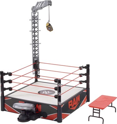 Mattel WWE Wrekkin' Kickout Ring Playset with Accessories &amp; 2 Play Modes, Includes Launcher, Crane, WWE Championship &amp; More, 13-inch x 20-inch