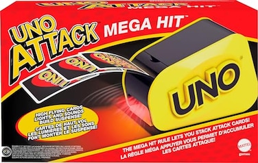 Mattel Games UNO Attack Game with Card Launcher Featuring Lights &amp; Sounds, Plus Mega Hit Rule (Amazon Exclusive)