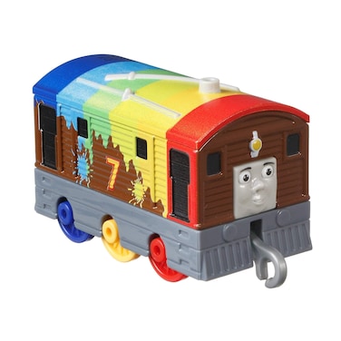 THOMAS &amp; FRIENDS Fisher-Price GYV65 Rainbow Toby Push-Along Train Engine for Preschool Kids Ages 3 Years and Up, Multicolor, 4.5 cm*3.0 cm*8.0 cm