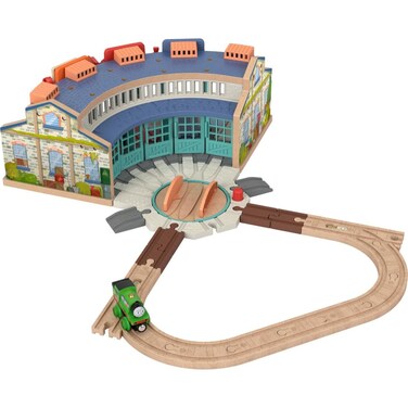 Thomas &amp; Friends Wooden Railway Toy Train Track Tidmouth Sheds Starter Set with Percy Wood Engine for Preschool Kids Ages 3+ Years (Amazon Exclusive)