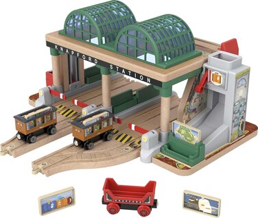 Thomas &amp; Friends Wooden Railway Toy Train Set Knapford Station Passenger Pickup Wood Playset for Preschool Kids Ages 3+ Years