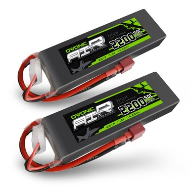 OVONIC 2s Lipo Battery 50C 2200mAh 7.4V Lipo Battery Soft Case with Dean-Style T Connector for RC Evader BX Car RC Truck RC Truggy RC Airplane UAV Drone FPV(2 Packs)